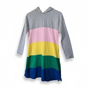 Hanna Andersson Colorblock Hooded Dress  
Rainbow Stripe Size 14–16